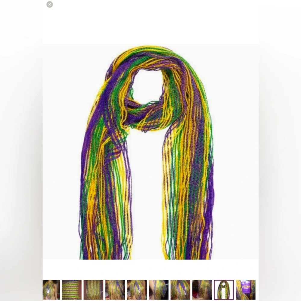 3pc Mardi Gras Vibrant Party Fan and Headband & SCARF set new